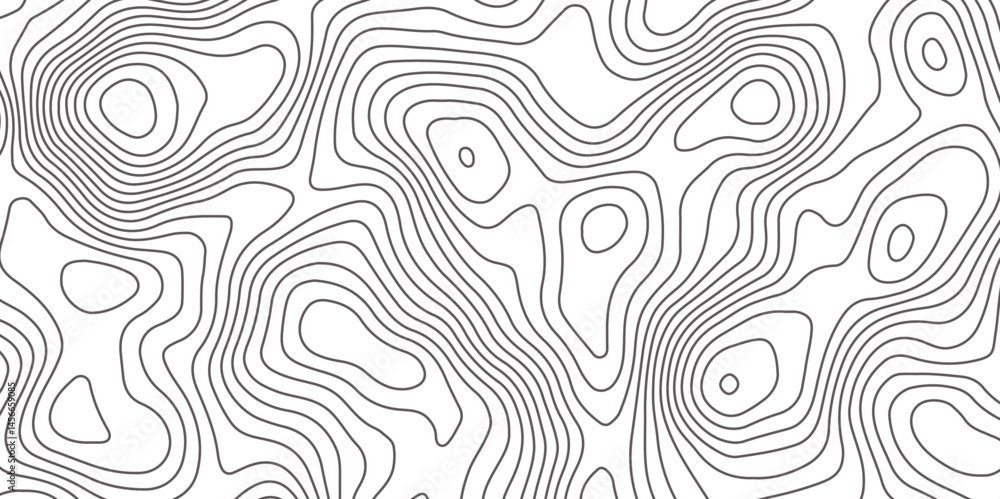 Fototapeta premium Abstract topographic map contour, white background and black wave lines pattern texture. geographic contour map grid backdrop paper texture. terrain path isolated on a background.