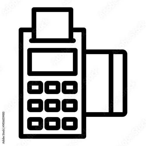 Pos Terminal Vector Line Icon Design
