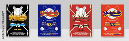 Baseball flyer design template Bundle, Double sided baseball tournament poster, vector illustration eps 10