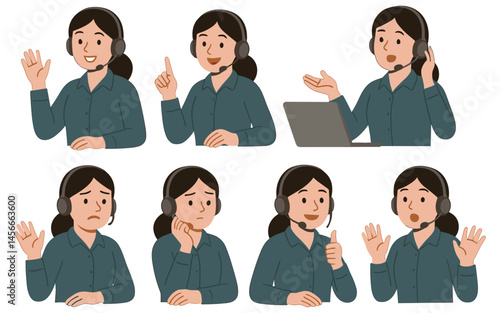 Diverse expressions of a support representative offering assistance and emotional intelligence in communications