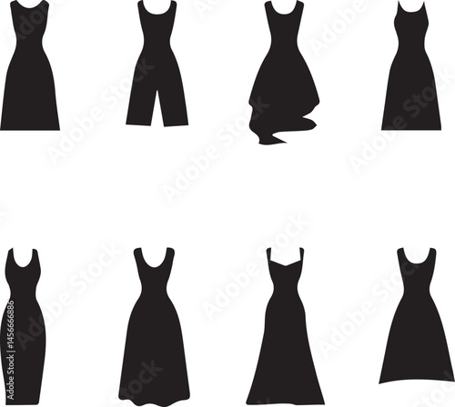 dress illustration vector, fashion dress clipart, elegant gown vector, dress silhouette art, clothing fashion design