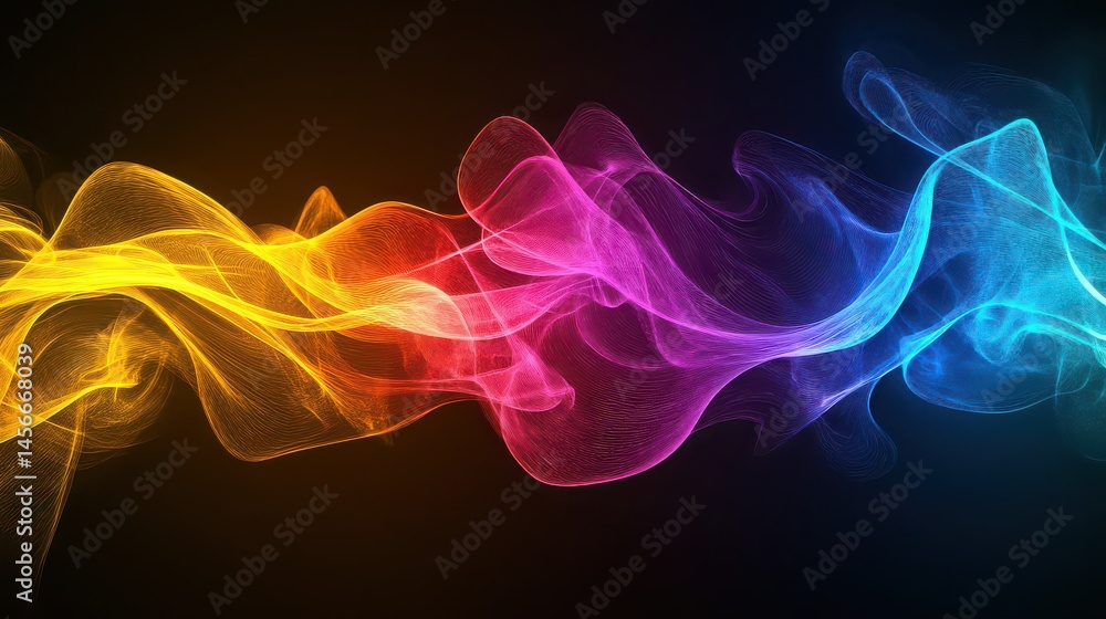 Fototapeta premium Color waves pulsing in and out of a dark background. 