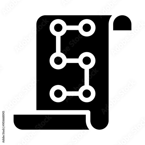 Scroll paper with network nodes symbolizing smart contracts or data flow.