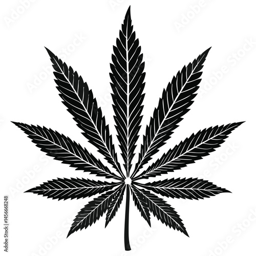 Black Cannabis Leaf Illustration – Marijuana Vector Art for Print & Design