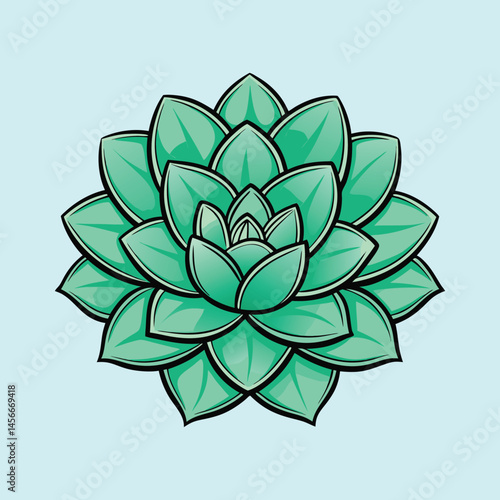 Stunning Teal Succulent Illustration Botanical Art Print Green Plant Design