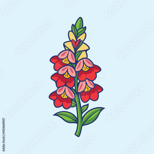 Vibrant Red and Yellow Flower Illustration Botanical Art Bloom Nature Graphic Design