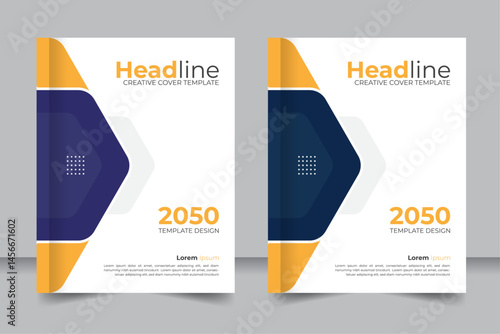 Modern and corporate annual report cover and book cover design, with colorful shapes, corporate design, 8.5 inch width 11 inch height size book cover template, cover design