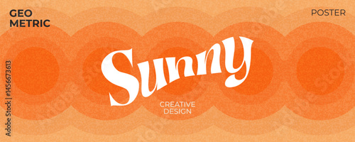 Creative concept of summer bright cover, card or horizontal poster in minimal style for corporate identity, branding, social media ads, promo. Modern design template in trendy retro geometric style