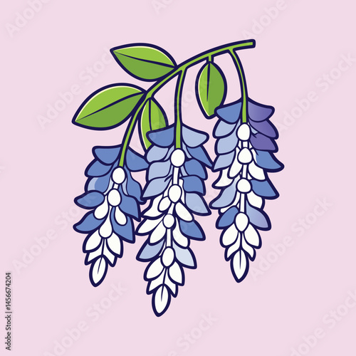 Beautiful Illustration of a Bluebonnet Flower Branch with Multiple Blossoms