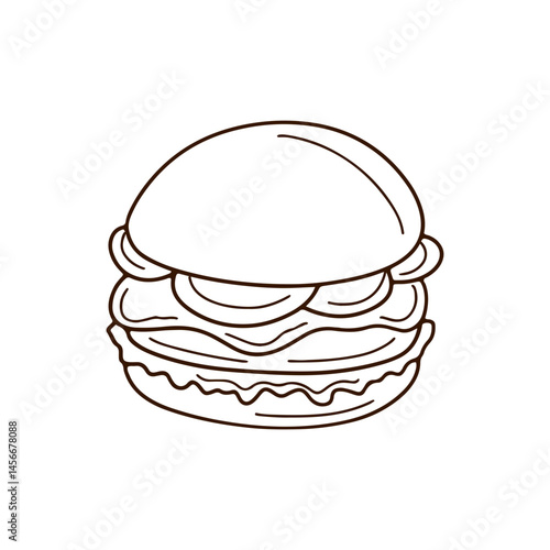 Line Art Of  a National Burger Day
