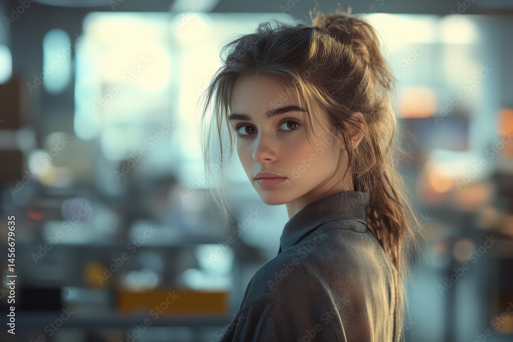 Portrait of Confident Young Woman in Modern Office