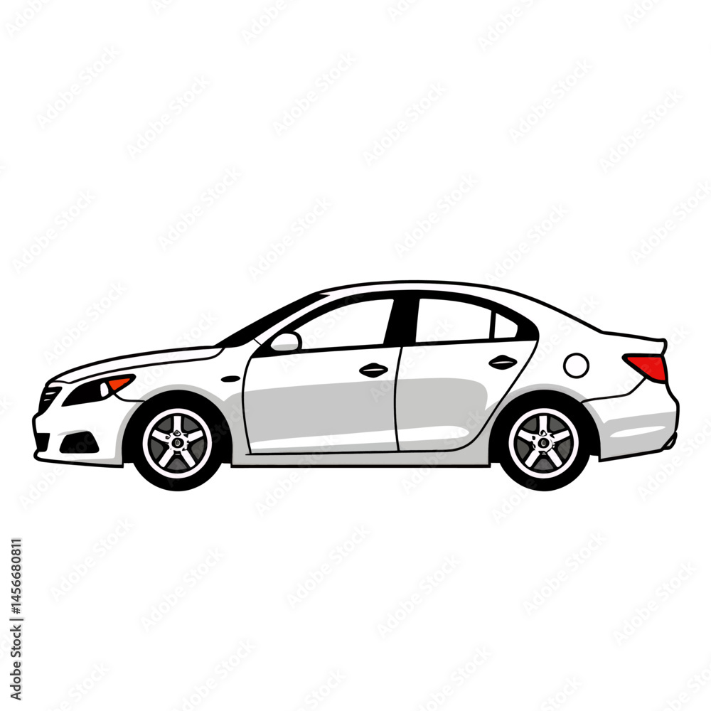 Obraz premium White-Car-Cartoon-Illustration-Vehicle-Automobile