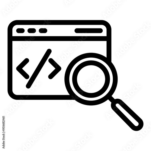 Code Search Vector Line Icon Design