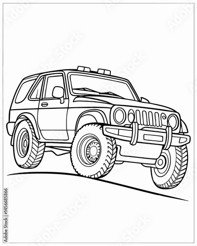 Minimal Cityscape and Car Line Art Illustration

