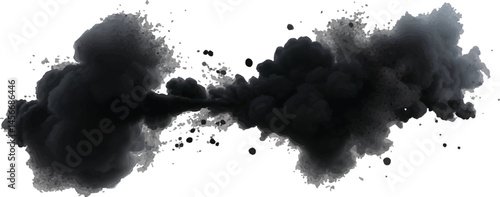 Ethereal and Dramatic Abstract Smoke Burst in Dark Monochrome Tones, Spreading Elegantly 
Across a White Space to Create a Powerful Visual Composition
