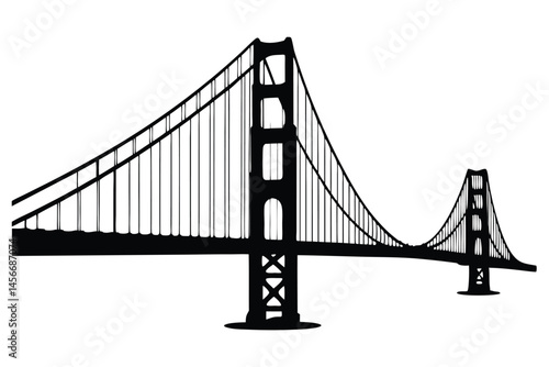 golden gate bridge silhouette vector, bridge icon, bridge black symbol