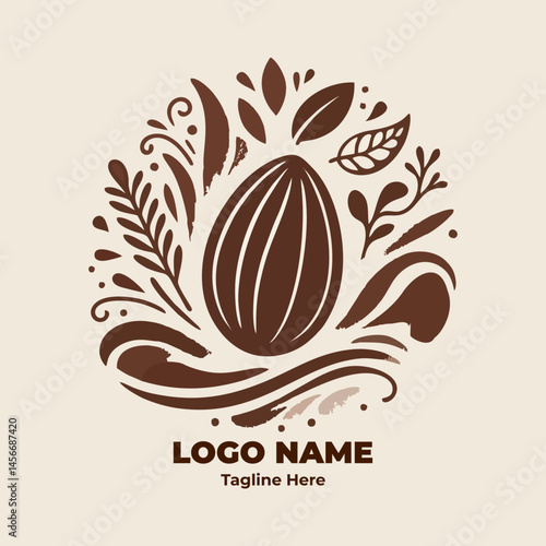 Cocoa Icon Vector Flat Minimal Design Chocolate Bean Illustration for Organic Food Logo Packaging Agriculture Badge Natural Product Branding Graphic