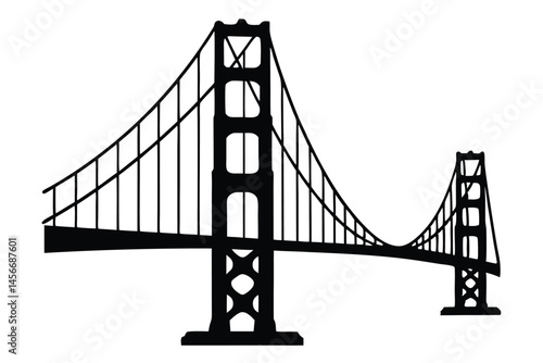 golden gate bridge silhouette vector, bridge icon, bridge black symbol
