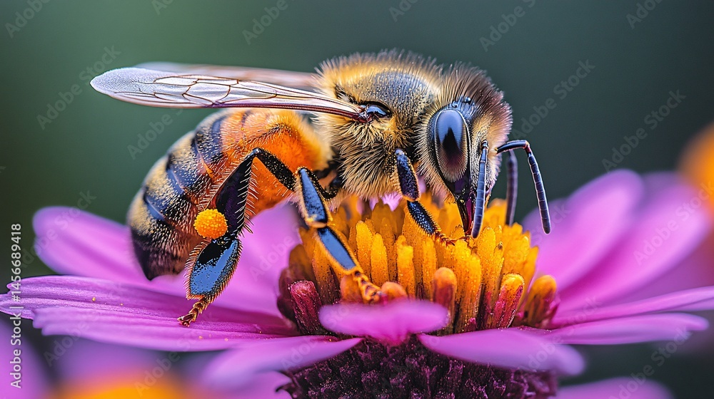 Fototapeta premium Close up Of A Bee On A Purple Flower