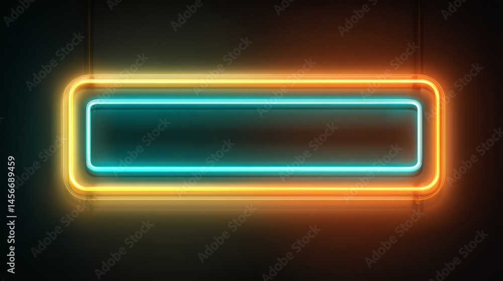 glowing neon sign in a rectangular shape. glowing neon sign in a rectangular shape.