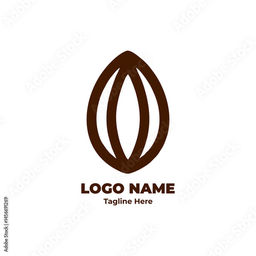 Chocolate Cocoa Icon Vector Flat Minimal Illustration Design of Cacao Bean for Organic Food Packaging Logo Branding Agriculture Badge Natural Product Graphic