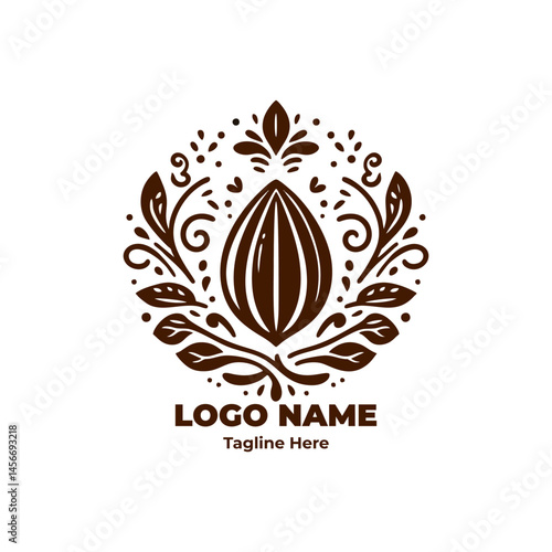 Chocolate Cocoa Icon Vector Flat Minimal Illustration of Cacao Bean Design Suitable for Organic Food Packaging Logo Agriculture Branding Natural Prod