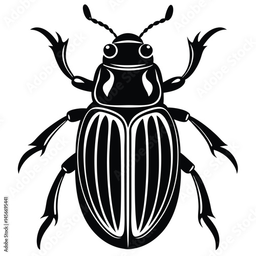 Black Beetle Silhouette Vector | Insect Clipart Design Illustration
