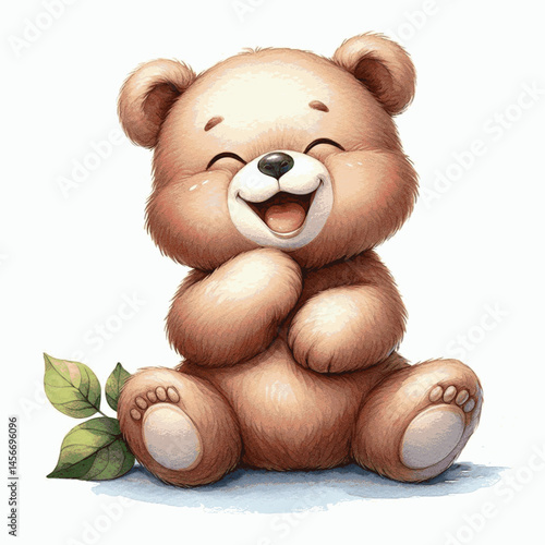Merry Paws Afloat bear laughs and is happy isolated watercolor vector illustration svg