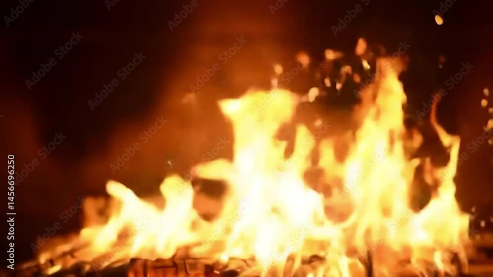 Fireplace Flames Burning Logs Animation Loop