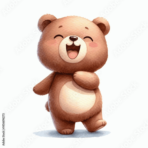 Watercolor Wilderness Joy bear laughs and is happy isolated vector illustration svg