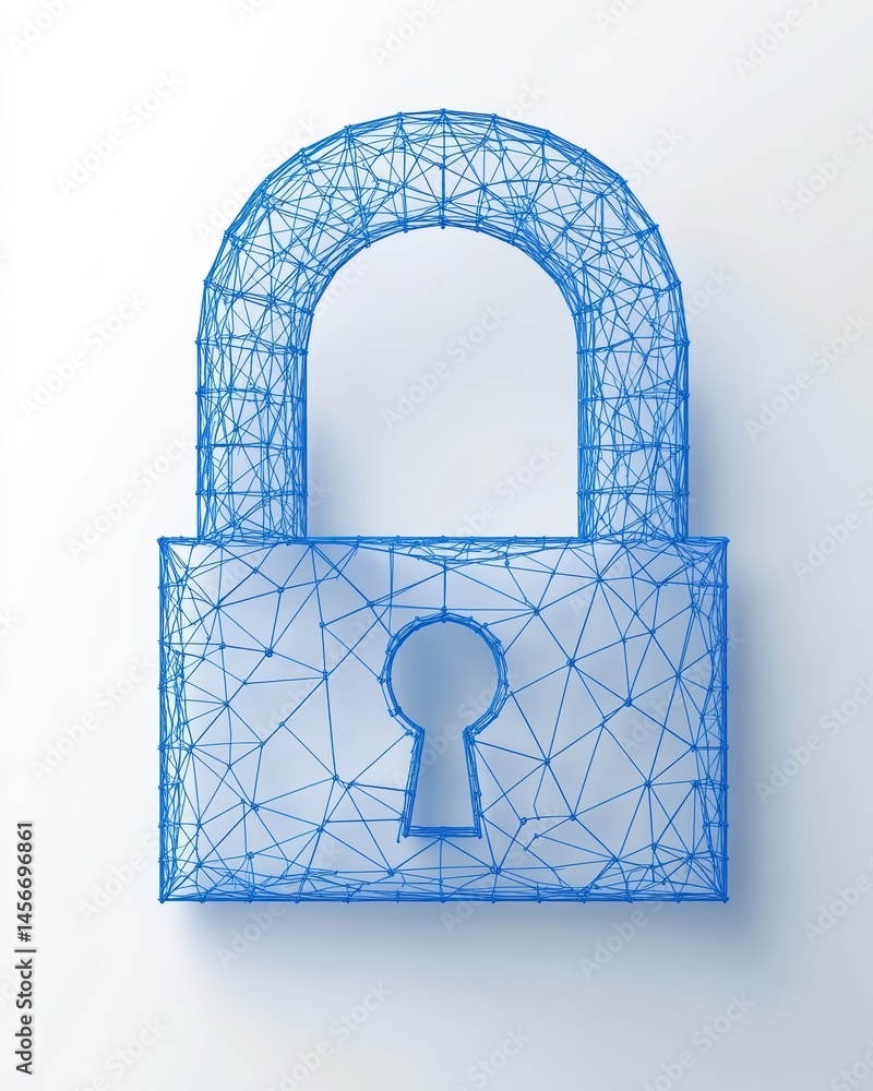 Abstract Blue Padlock Design Representing Digital Security and Data Protection Concept