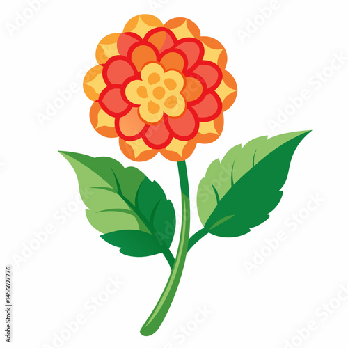 Lantana Vector Illustration on White Backgroun
