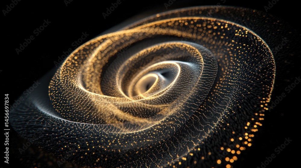 Spiral of Tiny Particles Forming Vortex-Like Abstract Composition with Dynamic Motion and Depth Spiral of Tiny Particles Forming Vortex-Like Abstract Composition with Dynamic Motion and Depth