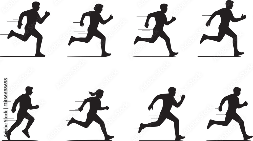 running man vector, runner icons set, jogging symbols, athlete vector icons running man vector, runner icons set, jogging symbols, athlete vector icons