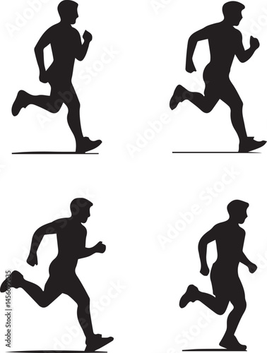 running man vector, runner icons set, jogging symbols, athlete vector icons