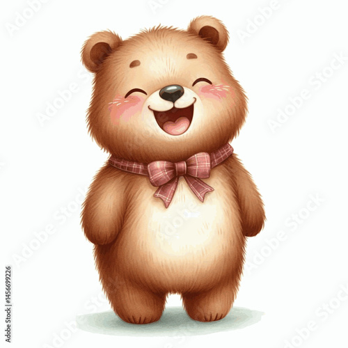 Berry-Fueled Grin bear laughs and is happy isolated watercolor vector illustration svg