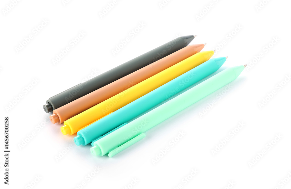 Fototapeta premium Stylish pens isolated on white. Office supply