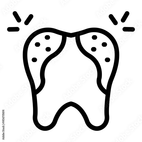 Dental Caries Vector Line Icon Design