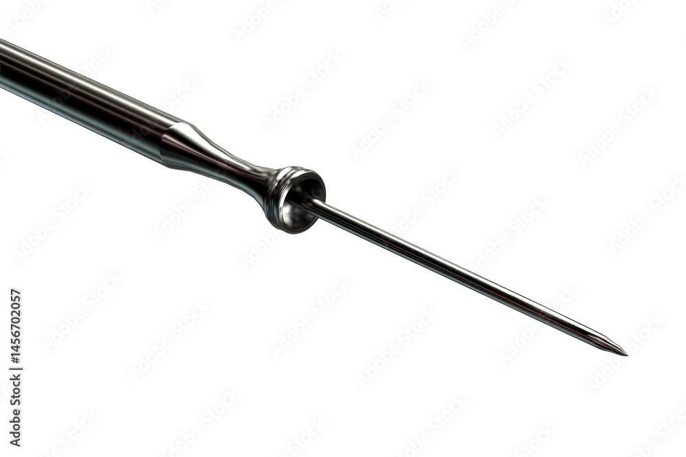 Precision surgical needle on a transparent background for medical use Precision surgical needle on a transparent background for medical use