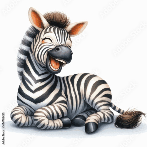 Chuckling Stripe Symphony zebra laughs and is happy isolated watercolor vector illustration svg
