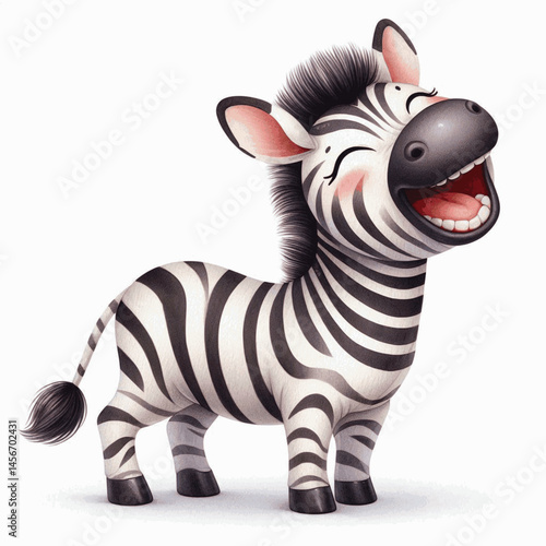 Chuckling Stripe Wash zebra laughs and is happy isolated watercolor vector illustration svg