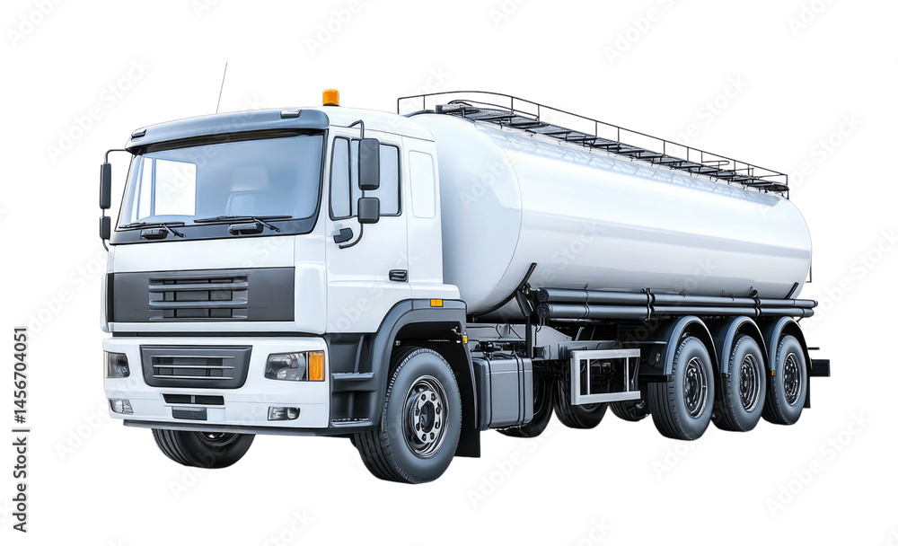 Heavy-duty tanker truck for transporting liquids on road, isolated on transparent background, cutout png Heavy-duty tanker truck for transporting liquids on road, isolated on transparent background, cutout png