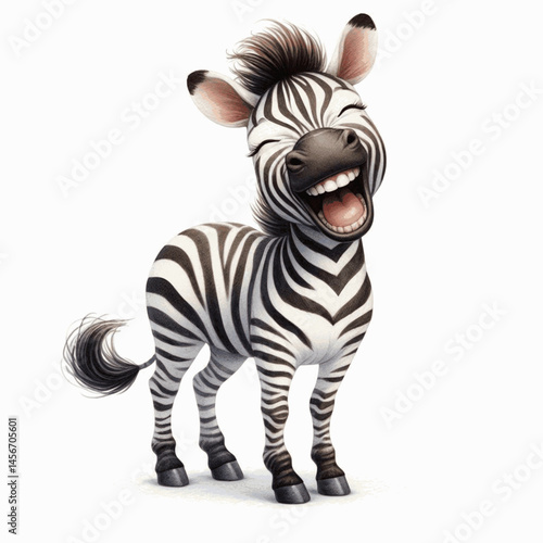 Grinning Stripes Afloat zebra laughs and is happy isolated watercolor vector illustration svg