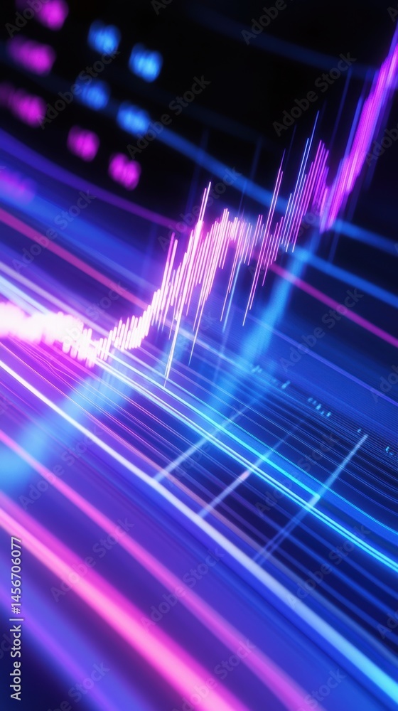 Abstract Financial Chart with Glowing Neon Lines for Business and Technology Concepts