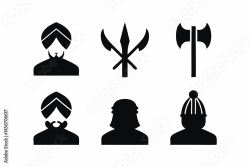 set of Sardar icon vector silhouette illustration isolated on white background