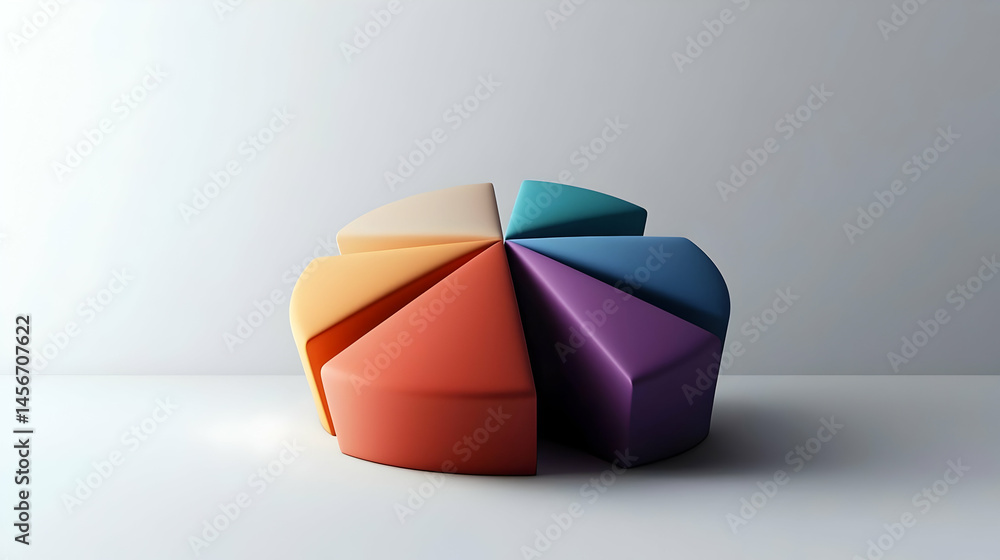 Obraz premium Colorful 3d Pie Chart Illustration