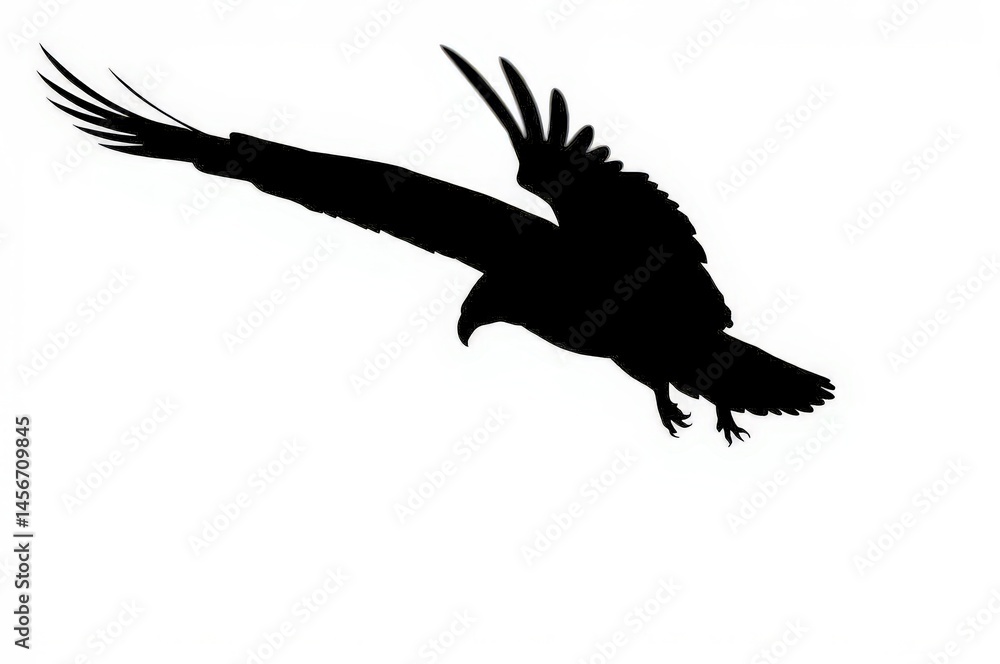 Soaring Eagle Silhouette in Flight