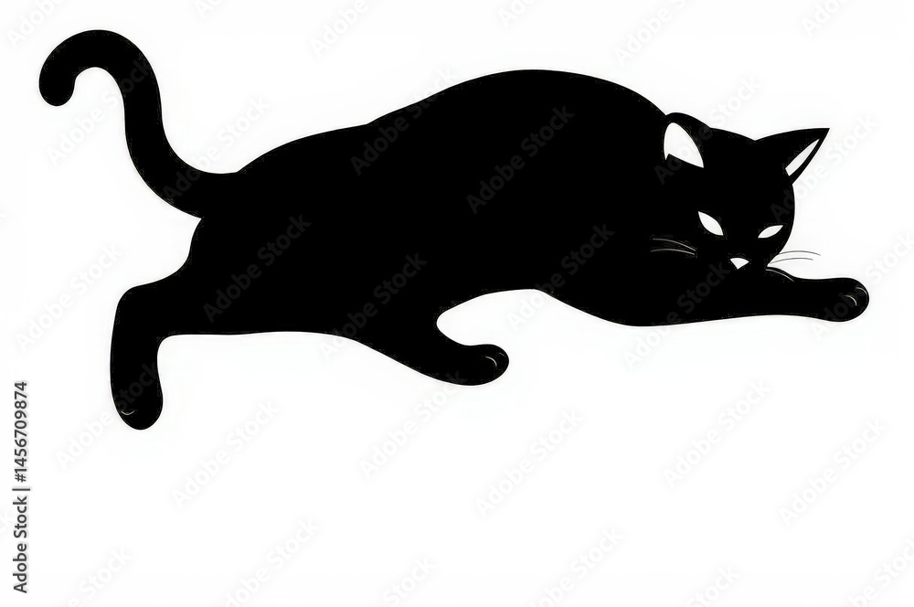 Whimsical Cat Stretching