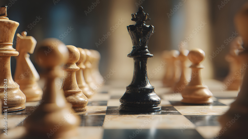 Strategic Chess Game Black King in the Center of the Board Strategic Chess Game Black King in the Center of the Board