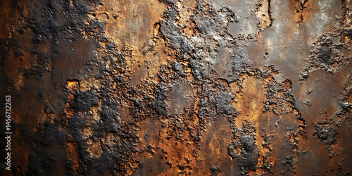 Rustic Metal Texture Dark Brown and Orange Grunge Background